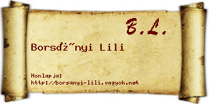 Borsányi Lili névjegykártya